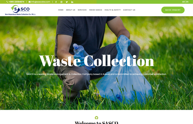 Desktop view of SASCO website.