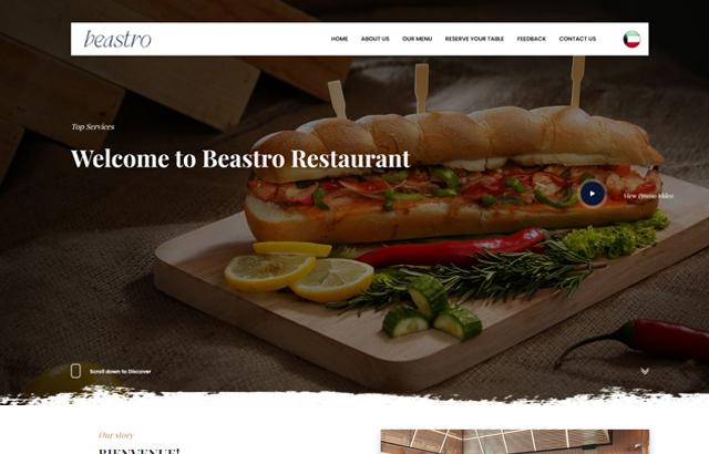 Desktop view of beastro website.