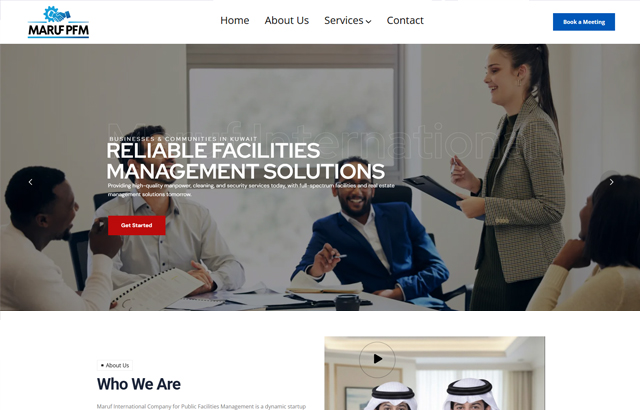 Desktop view of client website MARUF PFM