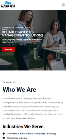 Mobile view of client website MARUF PFM