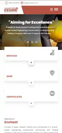 mobile view of enshaat website.