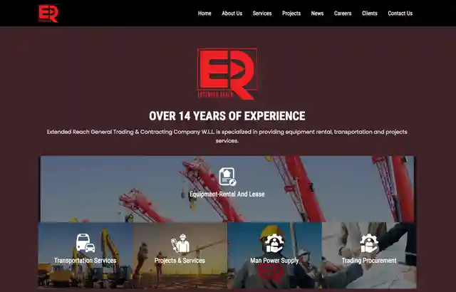 Desktop view of ER website. 