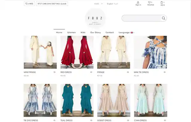 Desktop view of Fouz website. 