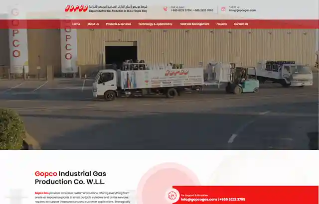 Desktop view of GOPCO website.