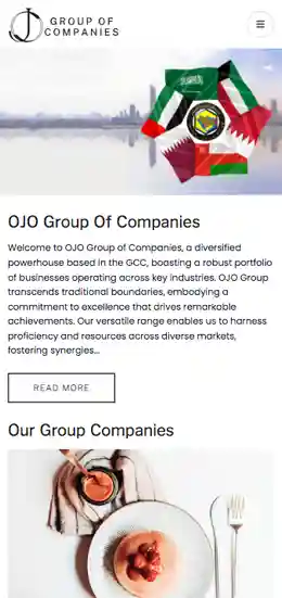 Mobile view of OJO Group website. 