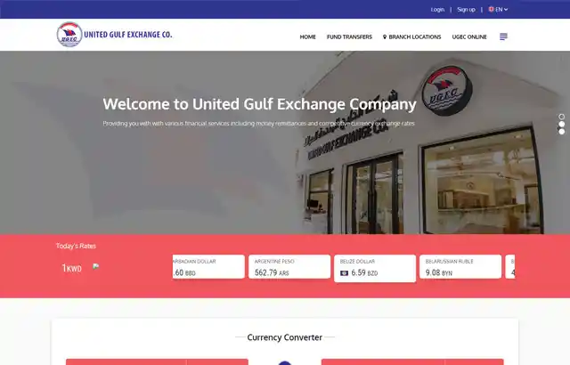 Desktop view of UGEC website. 