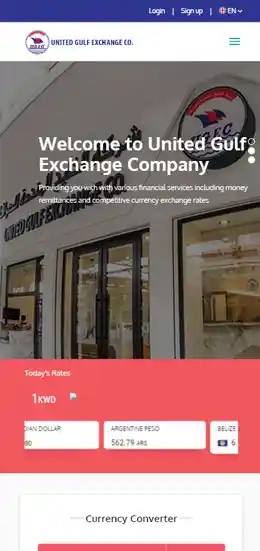 Mobile view of UGEC website. 