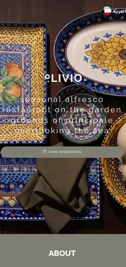 Mobile view of olivio website.